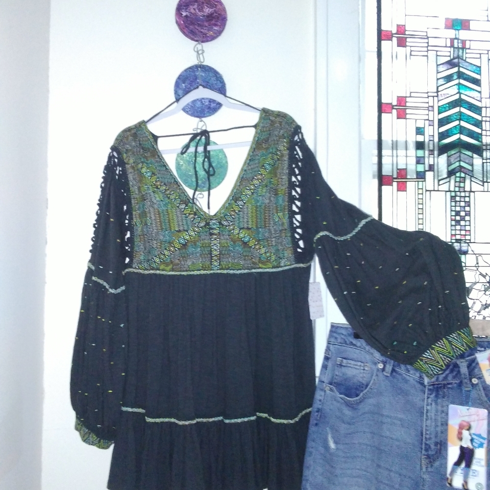 Free People Embroidered Shirt Dress Fall 2020 - Picture 2 of 2